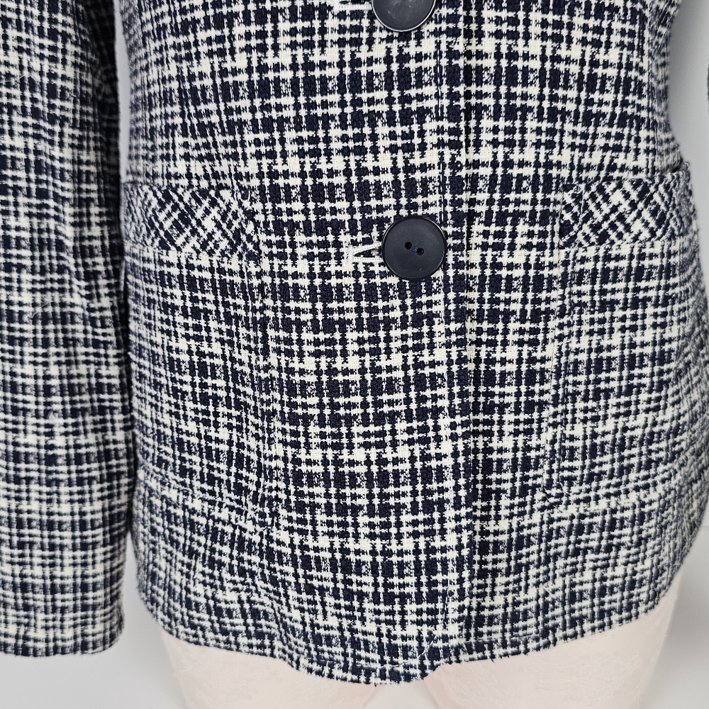 Laura Scott Silk Blend Tweed Blazer Jacket Women’s 6 Black White Check 54% Silk - Picture 6 of 10
